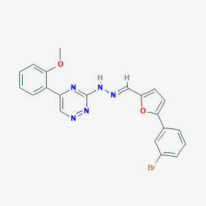 molecular formula C21H16BrN5O2 B269647 5-(3-溴苯基)-2-糠醛[5-(2-甲氧基苯基)-1,2,4-三嗪-3-基]腙 