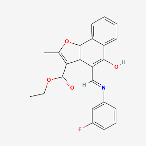 molecular formula C23H18FNO4 B2696473 (Z)-ethyl 4-(((3-fluorophenyl)amino)methylene)-2-methyl-5-oxo-4,5-dihydronaphtho[1,2-b]furan-3-carboxylate CAS No. 637755-51-2
