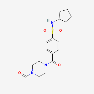 molecular formula C18H25N3O4S B2696478 4-(4-acetylpiperazine-1-carbonyl)-N-cyclopentylbenzenesulfonamide CAS No. 898656-88-7