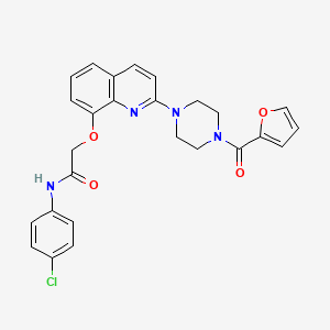 molecular formula C26H23ClN4O4 B2696487 N-(4-chlorophenyl)-2-((2-(4-(furan-2-carbonyl)piperazin-1-yl)quinolin-8-yl)oxy)acetamide CAS No. 941989-97-5
