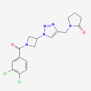 molecular formula C17H17Cl2N5O2 B2696497 1-((1-(1-(3,4-dichlorobenzoyl)azetidin-3-yl)-1H-1,2,3-triazol-4-yl)methyl)pyrrolidin-2-one CAS No. 2034269-35-5