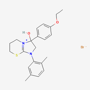 molecular formula C22H27BrN2O2S B2696504 1-(2,5-dimethylphenyl)-3-(4-ethoxyphenyl)-3-hydroxy-3,5,6,7-tetrahydro-2H-imidazo[2,1-b][1,3]thiazin-1-ium bromide CAS No. 1106750-71-3