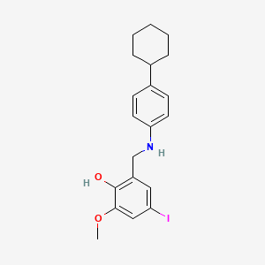molecular formula C20H24INO2 B2696509 2-[(4-Cyclohexylanilino)methyl]-4-iodo-6-methoxybenzenol CAS No. 763130-41-2