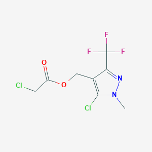 molecular formula C8H7Cl2F3N2O2 B2696530 [5-氯-1-甲基-3-(三氟甲基)-1H-吡唑-4-基]甲基-2-氯乙酸酯 CAS No. 303148-55-2