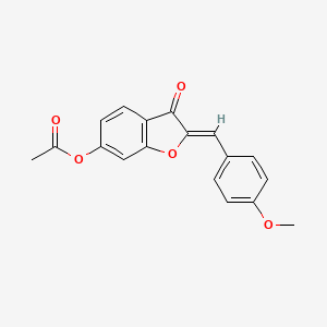 molecular formula C18H14O5 B2696567 (Z)-2-(4-甲氧基苄亚甲基)-3-氧代-2,3-二氢苯并呋喃-6-基乙酸酯 CAS No. 20548-13-4