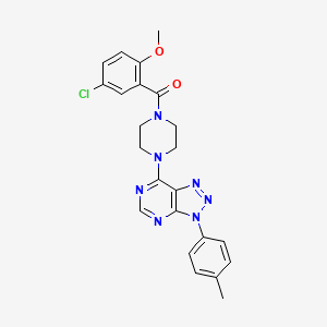 molecular formula C23H22ClN7O2 B2696575 (5-氯-2-甲氧基苯基)(4-(3-(对甲苯基)-3H-[1,2,3]三唑并[4,5-d]嘧啶-7-基)哌嗪-1-基)甲酮 CAS No. 920178-59-2