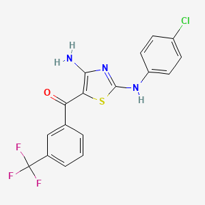 molecular formula C17H11ClF3N3OS B2696584 [4-Amino-2-(4-chloroanilino)-1,3-thiazol-5-yl][3-(trifluoromethyl)phenyl]methanone CAS No. 339020-09-6