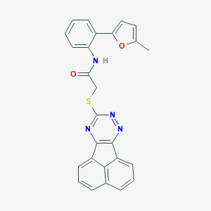 molecular formula C26H18N4O2S B269659 2-(acenaphtho[1,2-e][1,2,4]triazin-9-ylsulfanyl)-N-[2-(5-methylfuran-2-yl)phenyl]acetamide 