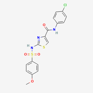 molecular formula C17H14ClN3O4S2 B2696593 N-(4-chlorophenyl)-2-(4-methoxyphenylsulfonamido)thiazole-4-carboxamide CAS No. 1021124-65-1