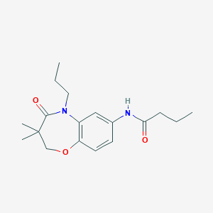 molecular formula C18H26N2O3 B2696596 N-(3,3-二甲基-4-氧代-5-丙基-2,3,4,5-四氢苯并[b][1,4]噁唑-7-基)丁酰胺 CAS No. 921864-20-2