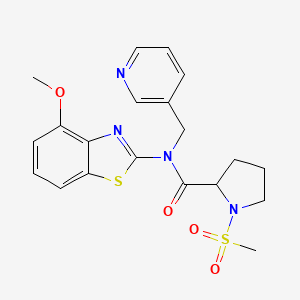 molecular formula C20H22N4O4S2 B2696598 N-(4-methoxybenzo[d]thiazol-2-yl)-1-(methylsulfonyl)-N-(pyridin-3-ylmethyl)pyrrolidine-2-carboxamide CAS No. 1219197-77-9