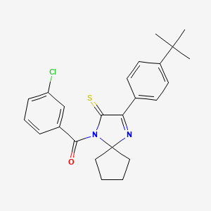 molecular formula C24H25ClN2OS B2696601 3-(4-Tert-butylphenyl)-1-(3-chlorobenzoyl)-1,4-diazaspiro[4.4]non-3-ene-2-thione CAS No. 1223992-66-2