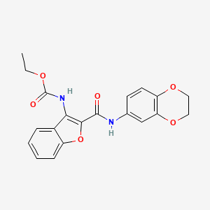 Ethyl (2-((2,3-dihydrobenzo[b][1,4]dioxin-6-yl)carbamoyl)benzofuran-3-yl)carbamate