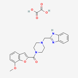 molecular formula C24H24N4O7 B2696609 (4-((1H-benzo[d]imidazol-2-yl)methyl)piperazin-1-yl)(7-methoxybenzofuran-2-yl)methanone oxalate CAS No. 1351631-76-9