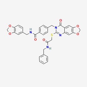 N-(1,3-benzodioxol-5-ylmethyl)-4-{[6-{[2-(benzylamino)-2-oxoethyl]thio}-8-oxo[1,3]dioxolo[4,5-g]quinazolin-7(8H)-yl]methyl}benzamide