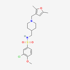 molecular formula C20H27ClN2O4S B2696628 3-氯-N-((1-((2,5-二甲基呋喃-3-基)甲基哌嗪-4-基)甲基)-4-甲氧基苯基)磺酰胺 CAS No. 1234868-57-5