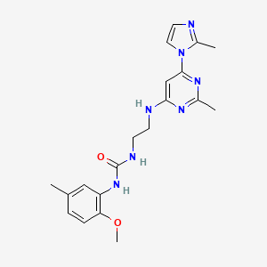 1-(2-methoxy-5-methylphenyl)-3-(2-((2-methyl-6-(2-methyl-1H-imidazol-1-yl)pyrimidin-4-yl)amino)ethyl)urea