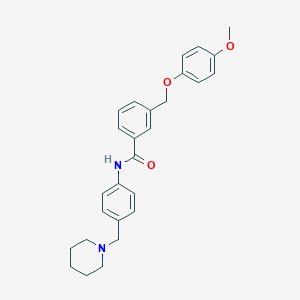 molecular formula C27H30N2O3 B269663 3-[(4-methoxyphenoxy)methyl]-N-[4-(1-piperidinylmethyl)phenyl]benzamide 