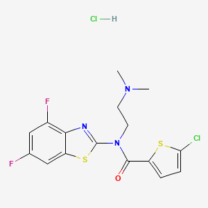 molecular formula C16H15Cl2F2N3OS2 B2696664 5-chloro-N-(4,6-difluorobenzo[d]thiazol-2-yl)-N-(2-(dimethylamino)ethyl)thiophene-2-carboxamide hydrochloride CAS No. 1216822-35-3