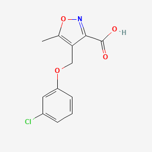 molecular formula C12H10ClNO4 B2696674 4-[(3-Chlorophenoxy)methyl]-5-methylisoxazole-3-carboxylic acid CAS No. 905811-21-4