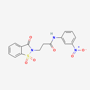 molecular formula C16H13N3O6S B2696675 3-(1,1-dioxido-3-oxo-1,2-benzothiazol-2(3H)-yl)-N-(3-nitrophenyl)propanamide CAS No. 663167-93-9