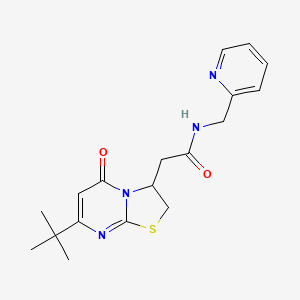 molecular formula C18H22N4O2S B2696678 2-(7-(tert-butyl)-5-oxo-3,5-dihydro-2H-thiazolo[3,2-a]pyrimidin-3-yl)-N-(pyridin-2-ylmethyl)acetamide CAS No. 953217-36-2