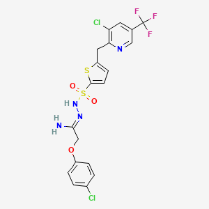 5-{[3-chloro-5-(trifluoromethyl)pyridin-2-yl]methyl}-N'-[2-(4-chlorophenoxy)ethanimidoyl]thiophene-2-sulfonohydrazide