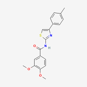 molecular formula C19H18N2O3S B2696686 3,4-dimethoxy-N-[4-(4-methylphenyl)-1,3-thiazol-2-yl]benzamide CAS No. 307545-55-7