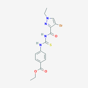 molecular formula C16H17BrN4O3S B269669 ethyl 4-[({[(4-bromo-1-ethyl-1H-pyrazol-3-yl)carbonyl]amino}carbothioyl)amino]benzoate 