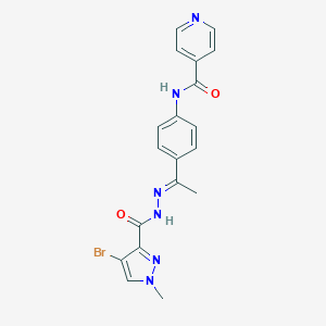 N-(4-{N-[(4-bromo-1-methyl-1H-pyrazol-3-yl)carbonyl]ethanehydrazonoyl}phenyl)isonicotinamide
