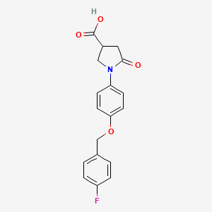molecular formula C18H16FNO4 B2696702 (RS)-1-[4-(4-fluoro-benzyloxy)-phenyl]-5-oxo-pyrrolidine-3-carboxylic acid CAS No. 676479-42-8