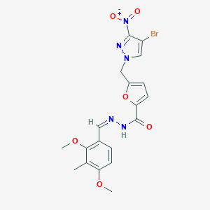 molecular formula C19H18BrN5O6 B269671 5-({4-bromo-3-nitro-1H-pyrazol-1-yl}methyl)-N'-(2,4-dimethoxy-3-methylbenzylidene)-2-furohydrazide 