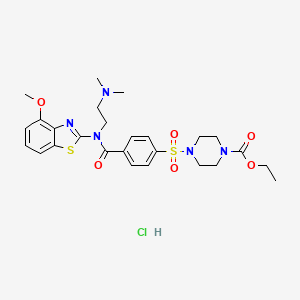 molecular formula C26H34ClN5O6S2 B2696722 Ethyl 4-((4-((2-(dimethylamino)ethyl)(4-methoxybenzo[d]thiazol-2-yl)carbamoyl)phenyl)sulfonyl)piperazine-1-carboxylate hydrochloride CAS No. 1321840-79-2
