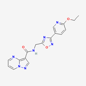 molecular formula C17H15N7O3 B2696725 N-((3-(6-ethoxypyridin-3-yl)-1,2,4-oxadiazol-5-yl)methyl)pyrazolo[1,5-a]pyrimidine-3-carboxamide CAS No. 2034369-57-6