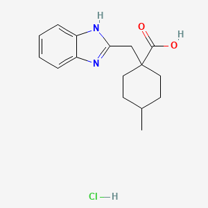 molecular formula C16H21ClN2O2 B2696736 1-(1H-1,3-benzodiazol-2-ylmethyl)-4-methylcyclohexane-1-carboxylic acid hydrochloride CAS No. 2375269-35-3