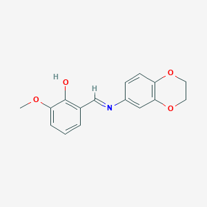 molecular formula C16H15NO4 B2696739 2-[(E)-(2,3-dihydro-1,4-benzodioxin-6-ylimino)methyl]-6-methoxyphenol CAS No. 363605-05-4