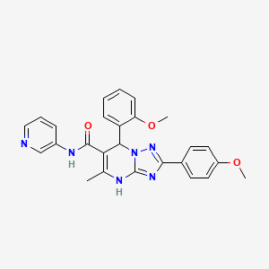 molecular formula C26H24N6O3 B2696743 7-(2-methoxyphenyl)-2-(4-methoxyphenyl)-5-methyl-N-(pyridin-3-yl)-4,7-dihydro-[1,2,4]triazolo[1,5-a]pyrimidine-6-carboxamide CAS No. 539797-57-4