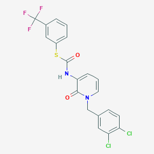 molecular formula C20H13Cl2F3N2O2S B2696744 S-[3-(trifluoromethyl)phenyl] N-[1-(3,4-dichlorobenzyl)-2-oxo-1,2-dihydro-3-pyridinyl]carbamothioate CAS No. 338783-87-2