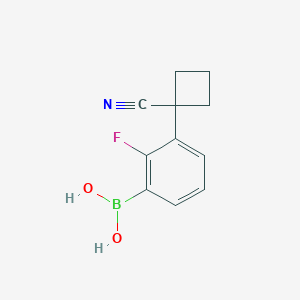 molecular formula C11H11BFNO2 B2696748 3-(1-Cyanocyclobutyl)-2-fluorophenylboronic acid CAS No. 2096330-05-9