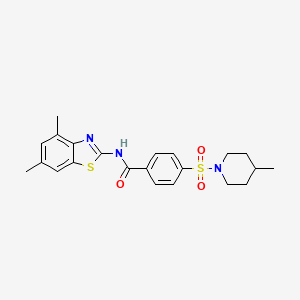 molecular formula C22H25N3O3S2 B2696756 N-(4,6-dimethylbenzo[d]thiazol-2-yl)-4-((4-methylpiperidin-1-yl)sulfonyl)benzamide CAS No. 683261-09-8