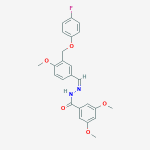 molecular formula C24H23FN2O5 B269676 N'-[(Z)-{3-[(4-fluorophenoxy)methyl]-4-methoxyphenyl}methylidene]-3,5-dimethoxybenzohydrazide 