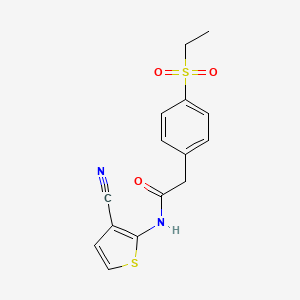 molecular formula C15H14N2O3S2 B2696761 N-(3-cyanothiophen-2-yl)-2-(4-(ethylsulfonyl)phenyl)acetamide CAS No. 941992-65-0