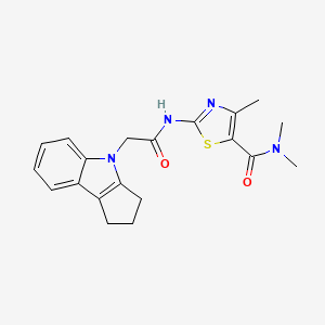 molecular formula C20H22N4O2S B2696765 2-(2-(2,3-dihydrocyclopenta[b]indol-4(1H)-yl)acetamido)-N,N,4-trimethylthiazole-5-carboxamide CAS No. 1203411-84-0