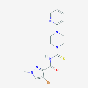 molecular formula C15H17BrN6OS B269677 4-bromo-1-methyl-N-{[4-(2-pyridinyl)-1-piperazinyl]carbothioyl}-1H-pyrazole-3-carboxamide 