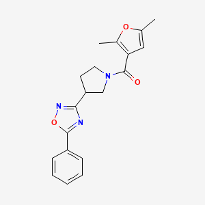 molecular formula C19H19N3O3 B2696771 (2,5-Dimethylfuran-3-yl)(3-(5-phenyl-1,2,4-oxadiazol-3-yl)pyrrolidin-1-yl)methanone CAS No. 2034353-05-2