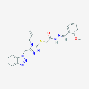 molecular formula C22H22N8O2S B269678 2-{[4-allyl-5-(1H-1,2,3-benzotriazol-1-ylmethyl)-4H-1,2,4-triazol-3-yl]sulfanyl}-N'-(2-methoxybenzylidene)acetohydrazide 