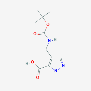 molecular formula C11H17N3O4 B2696787 4-({[(叔丁氧羰基)氨基]甲基}-1-甲基-1H-吡唑-5-甲酸) CAS No. 2089257-71-4