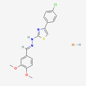 (Z)-4-(4-chlorophenyl)-2-((E)-(3,4-dimethoxybenzylidene)hydrazono)-2,3-dihydrothiazole hydrobromide