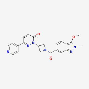 molecular formula C22H20N6O3 B2696796 2-[1-(3-Methoxy-2-methylindazole-6-carbonyl)azetidin-3-yl]-6-pyridin-4-ylpyridazin-3-one CAS No. 2380185-83-9