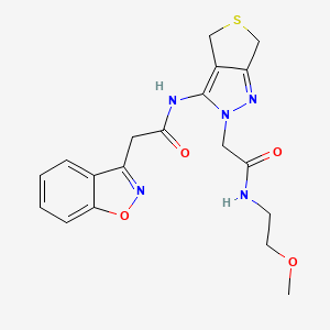 molecular formula C19H21N5O4S B2696799 2-(benzo[d]isoxazol-3-yl)-N-(2-(2-((2-methoxyethyl)amino)-2-oxoethyl)-4,6-dihydro-2H-thieno[3,4-c]pyrazol-3-yl)acetamide CAS No. 1171699-28-7